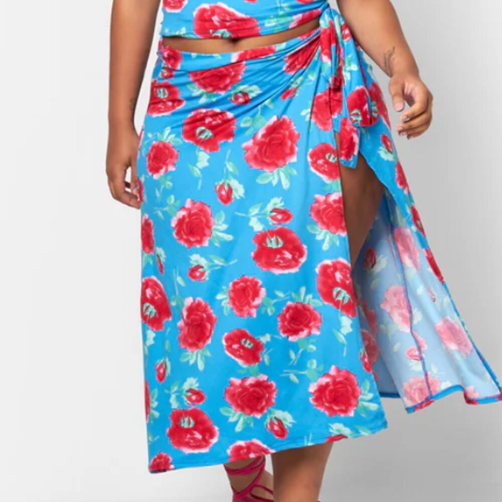 NWOT Rebdolls Camila Floral Wrap Midi Skirt 2X (18-20)